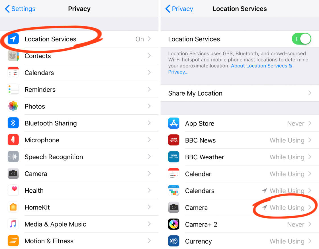 iPhone Camera Features no script