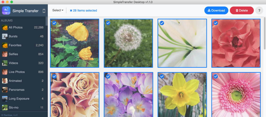 photo transfer app no script