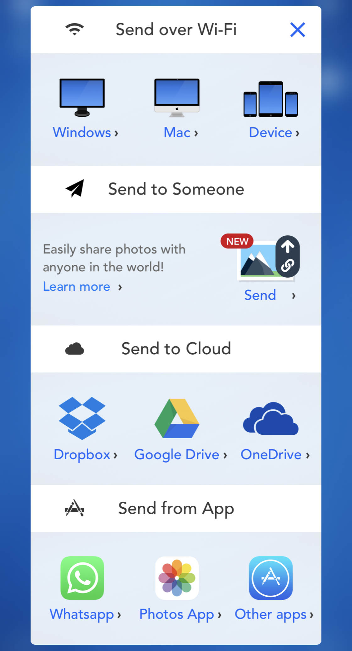 photo transfer app no script